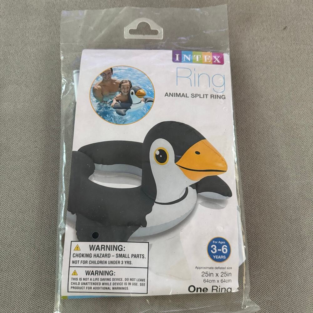 Intex Penguin Animal Split Swim Ring Float 25" Kids Ages 3-6 NEW Sealed